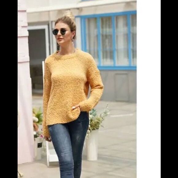 POOF S Mustard Yellow Tie Back Sweater - Picture 1 of 9